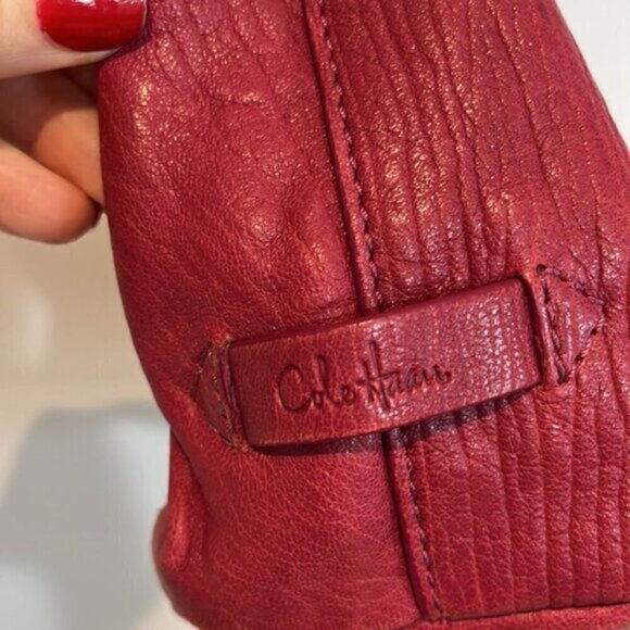 Cole Haan Buttery Soft Leather HeavyGrain Shoulder Bag in a magenta raspberry - Picture 4 of 10